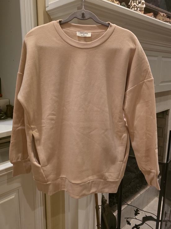Zenana Outfitters Tops - Zenana Outfitters Women's Crewneck Sweatshirt in Blush Tan
